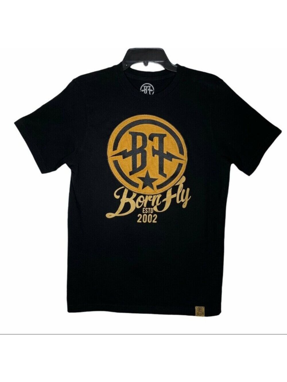 Born Fly 2002 Men's Size M Fat Tire Tee Brushed Felt Round Logo Y2K Nostalgia